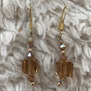 Drop Translucent Iced Tea Bead Earrings